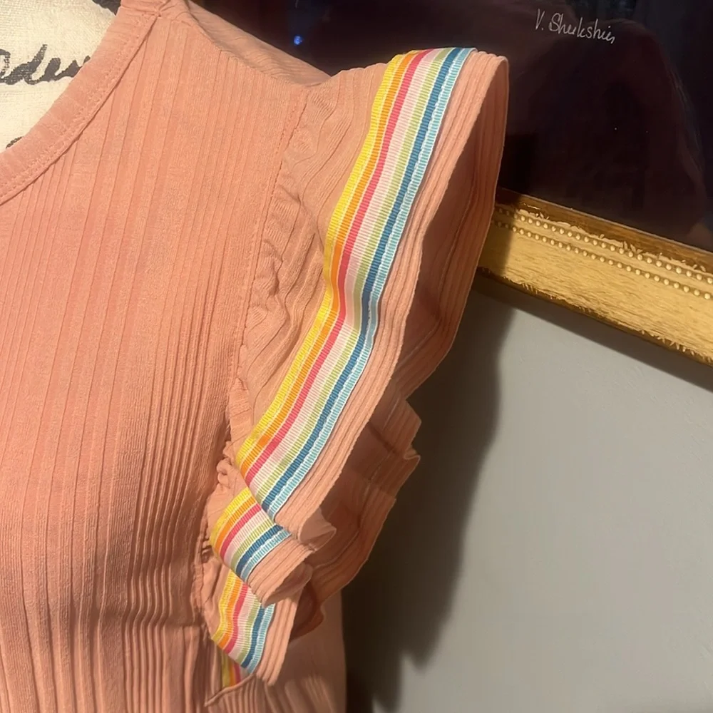 Raw Edge Ruffled & Ribbed Rainbow Tank (Medium) - Picture 3 of 9
